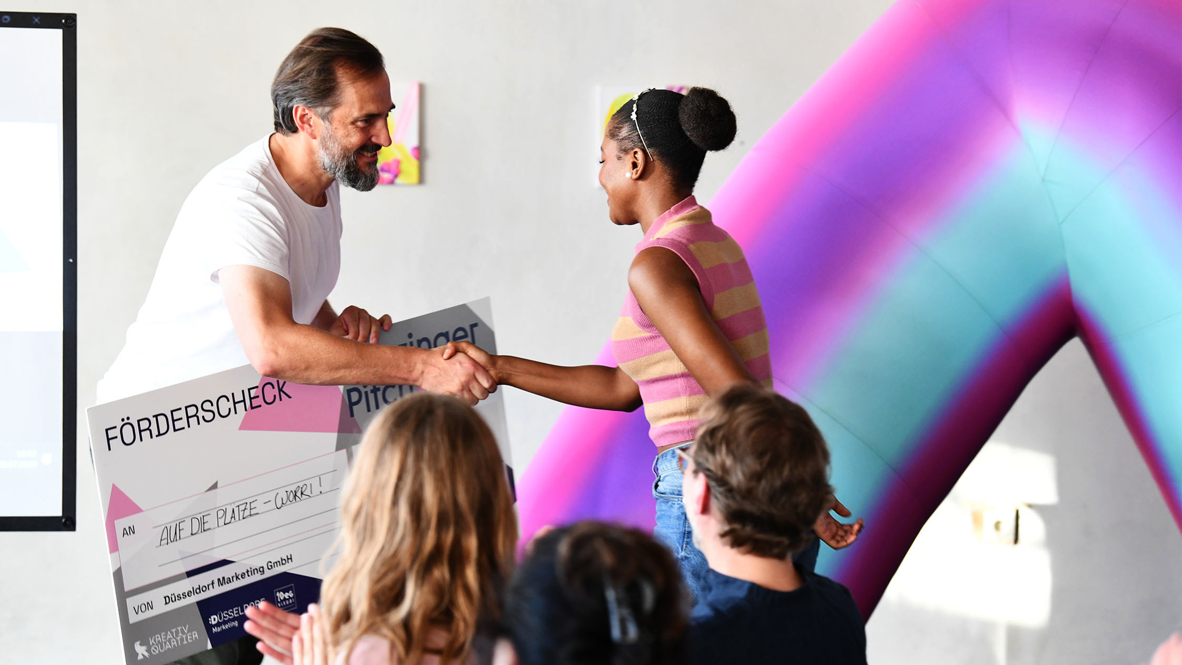 Spendencheck Design für die Förderung des Gewinners bei der Worringer Pitch Night.