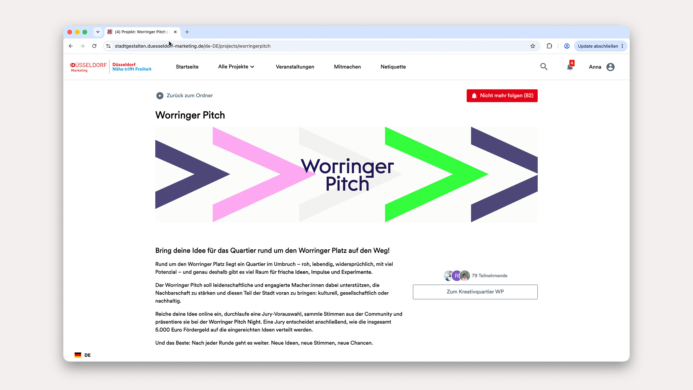 Logoanimation und Grafiken für die Webseite des Worringer Pitch.